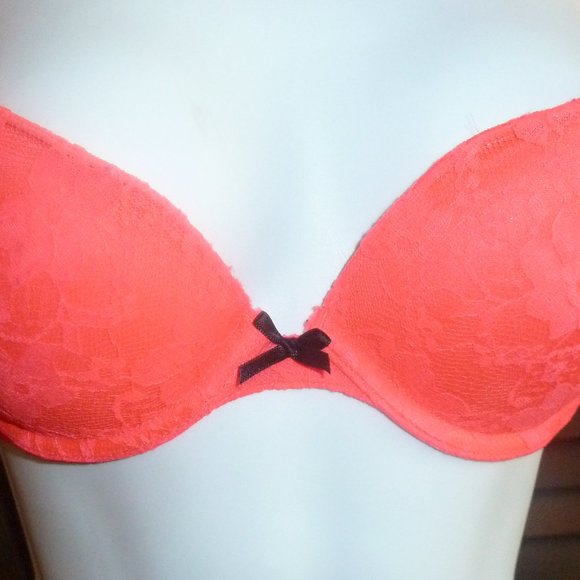 Xhilaration Neon Orange Push Up Bra, Lace, 32B - Picture 3 of 15